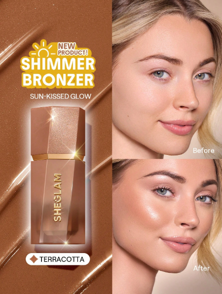 رونزر سائل لامع من Sun Beam-برونزر سائل غير دهني يدوم طويلاً برونزر لامع طبيعي لتحديد الوجه وتحديده بسهولة